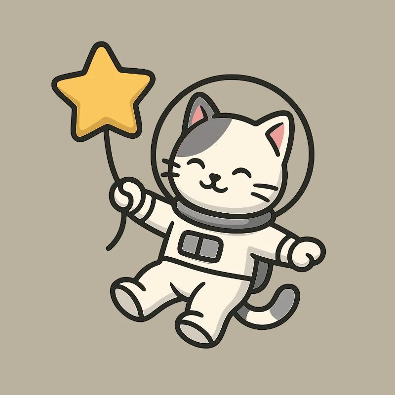 Chat astro mignon avec ballon étoile
