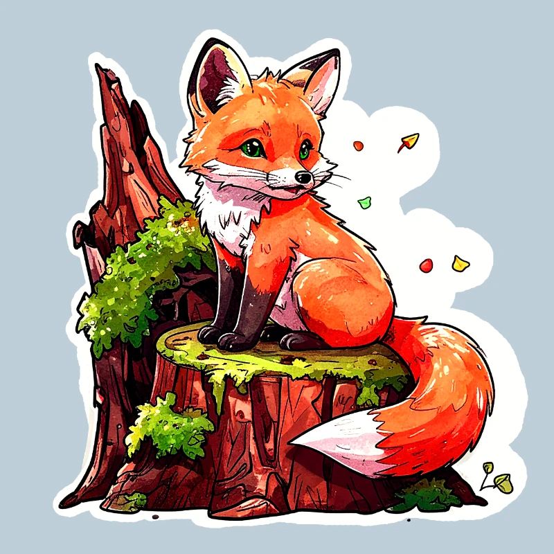 Petit renard mignon (aquarelle de bande dessinée)