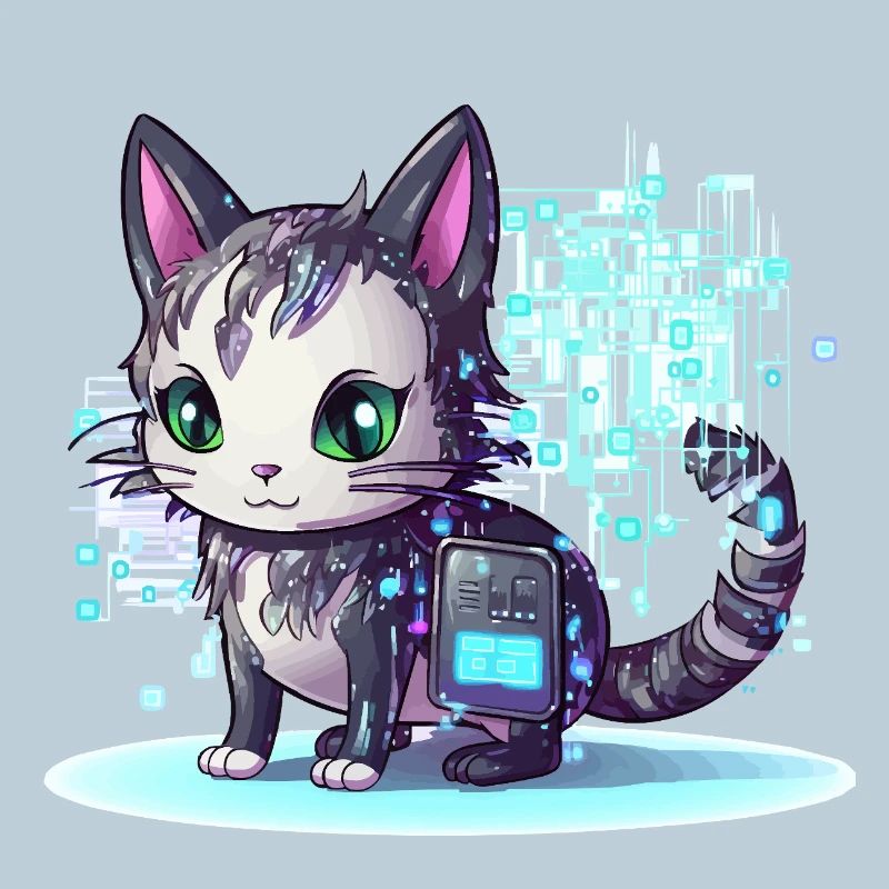 Cybercat Neon Pixel Magic