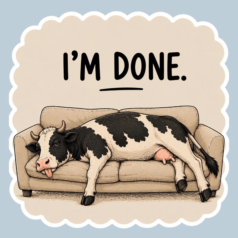 I’m Done – Lustige Kuh auf Sofa