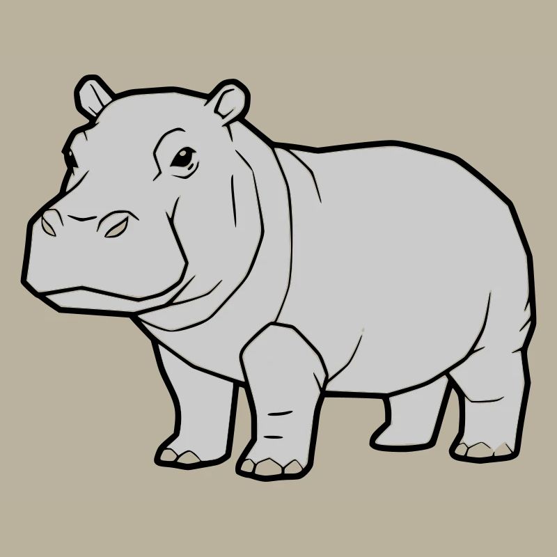 Nilpferd Stehend Comic Tier Zoo