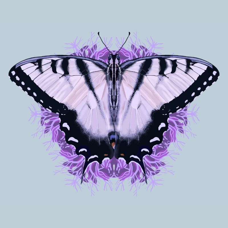 Papillon blanc à fleur pourpre