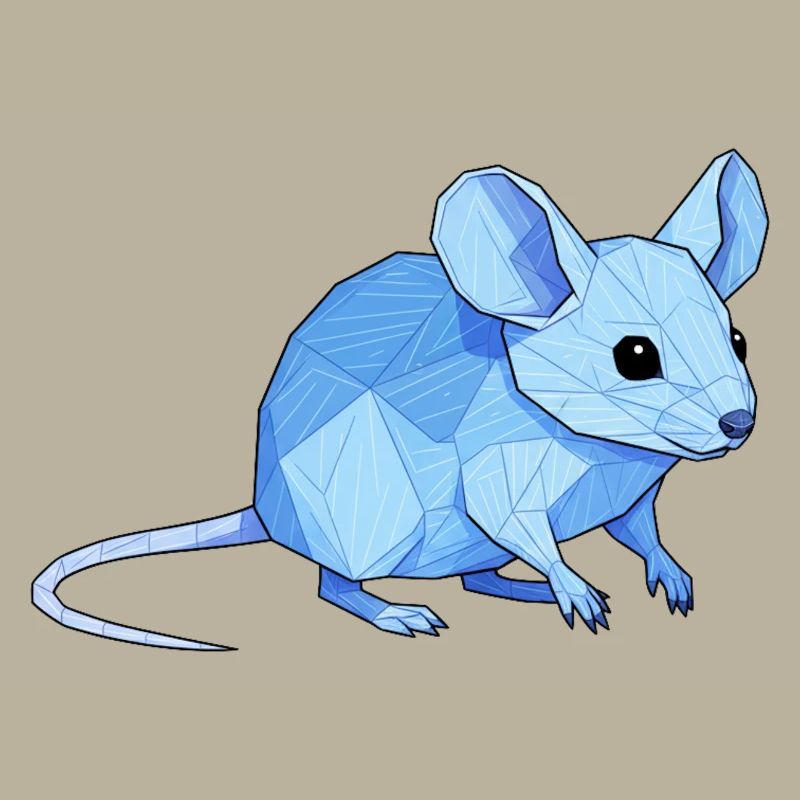 Blue Low-Poly Mouse