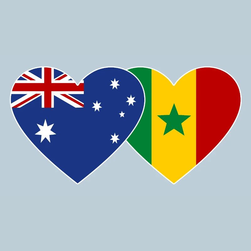 Australia Senegal Flag Heart