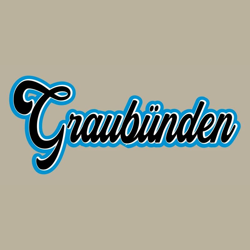 Graubünden Script mit Blau Outline