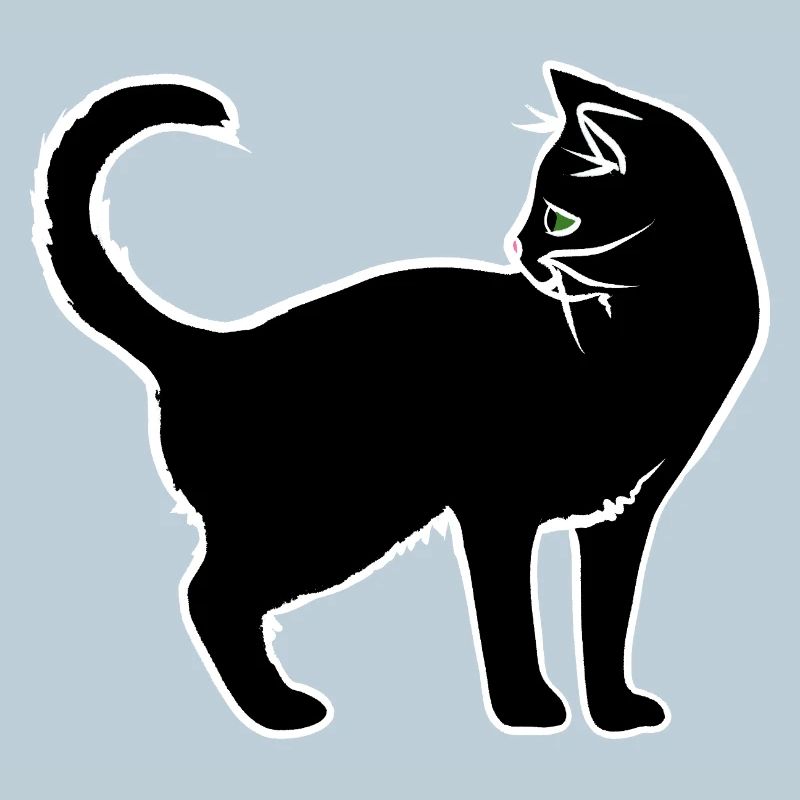 Minimalist White Cat Silhouette