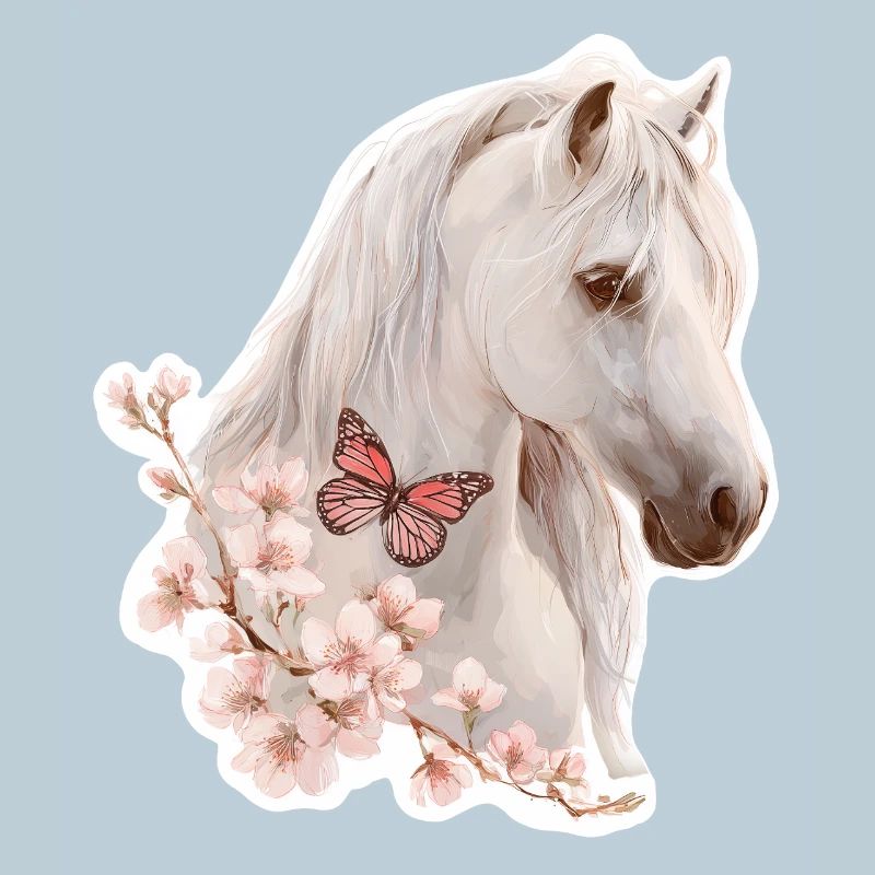 Pferd mit Schmetterling