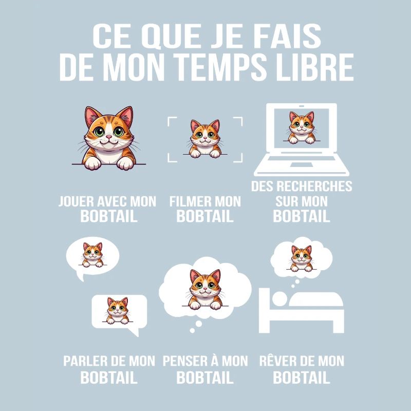 Humorous bobtail cat design