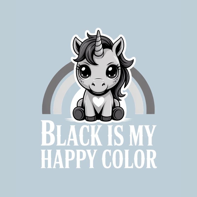 Le noir est ma licorne de couleur joyeuse