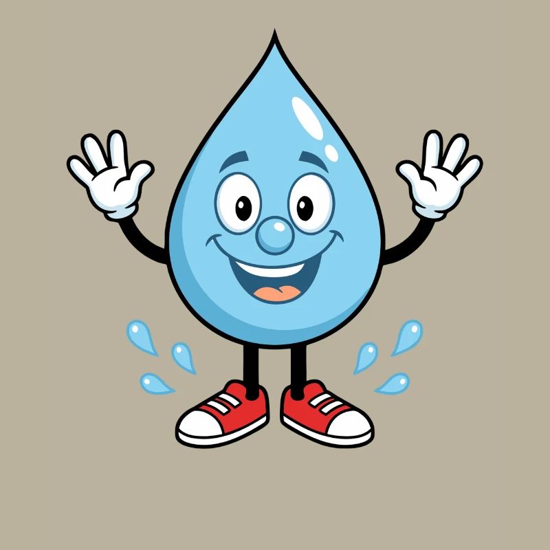 Drop d’eau heureuse avec des baskets