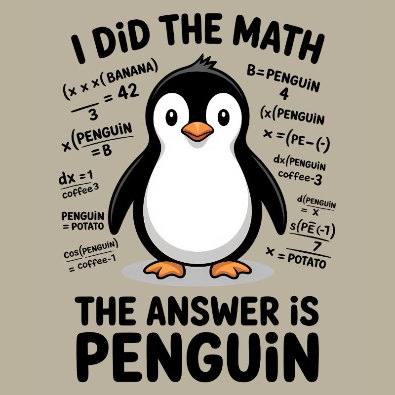 Math Sayings Penguin Funny Math Gift