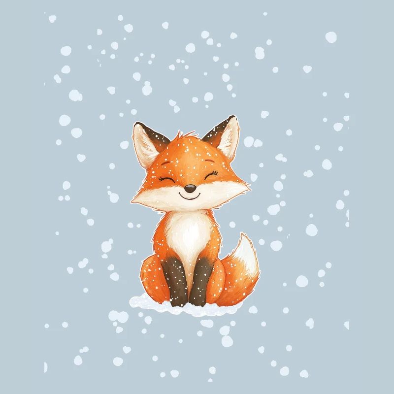 Fox with snowflakes