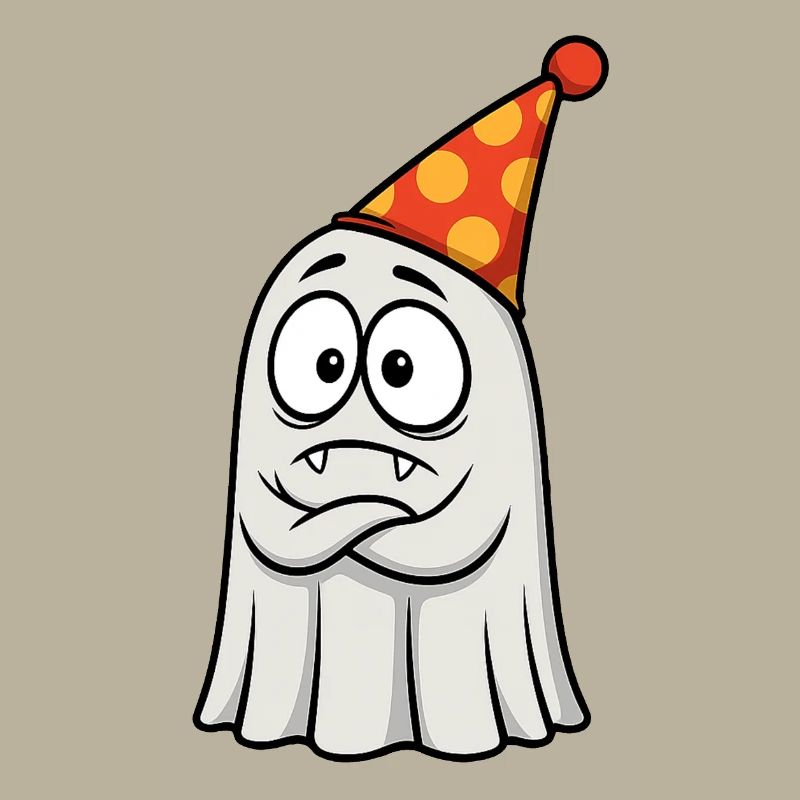 Grumpy Ghost with Party Hat