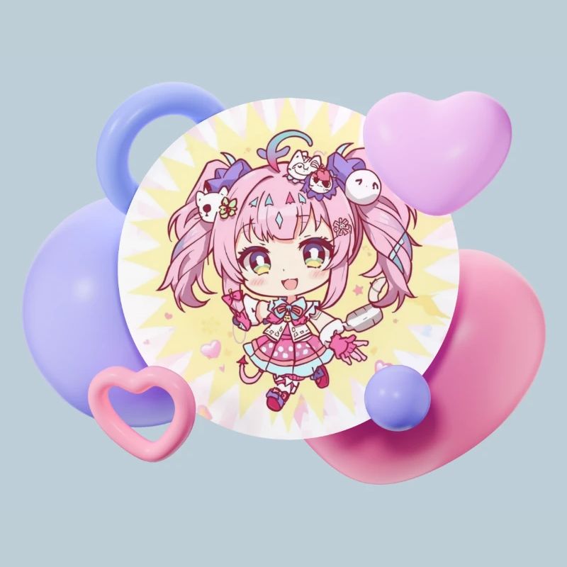 Chibi pastel avec des cœurs