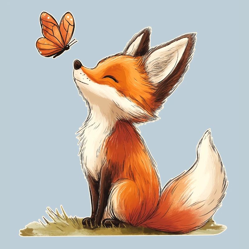 Fox with Butterfly
