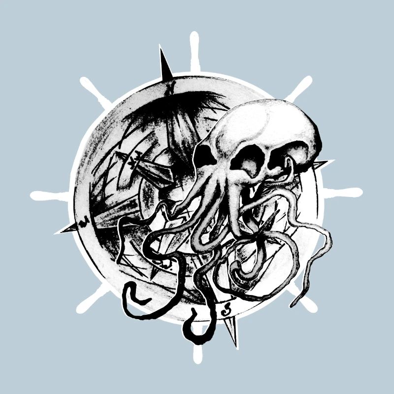 Octopus Skull Tattoo Design