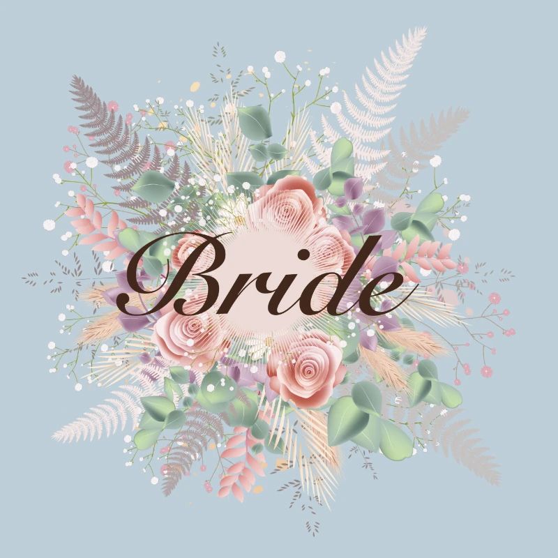 Bouquet de mariée dans des tons délicats avec lettrage