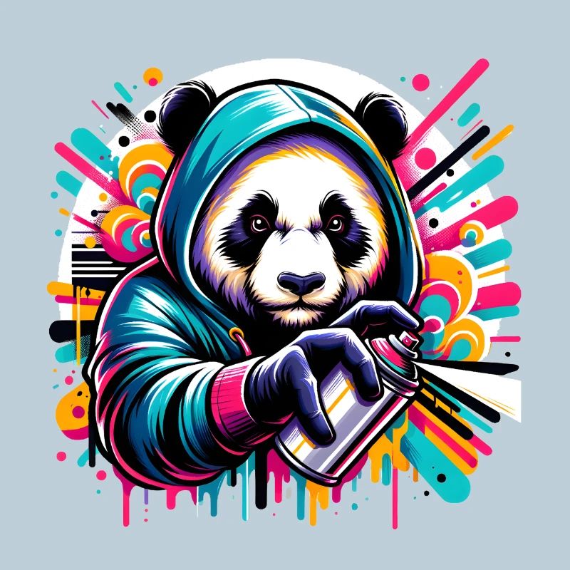 witziger Panda Bär mit Graffiti und Spraydose