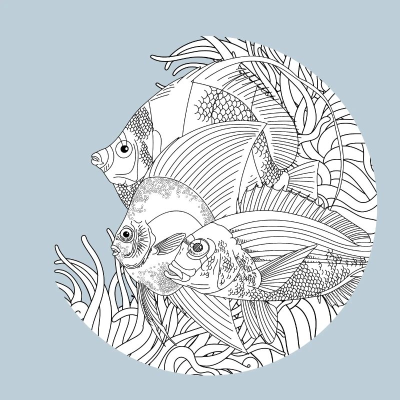 Fish Ocean Black and White Drawing