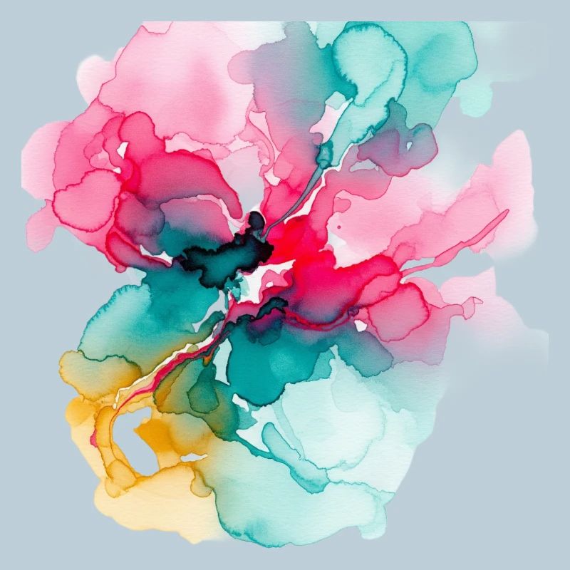 Abstrakte Aquarell-Blüte: Lebendige Farbexplosion