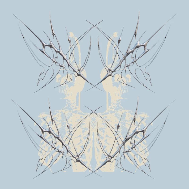 Conception du Cybercore du Miroir Squelette Gothique Sombre