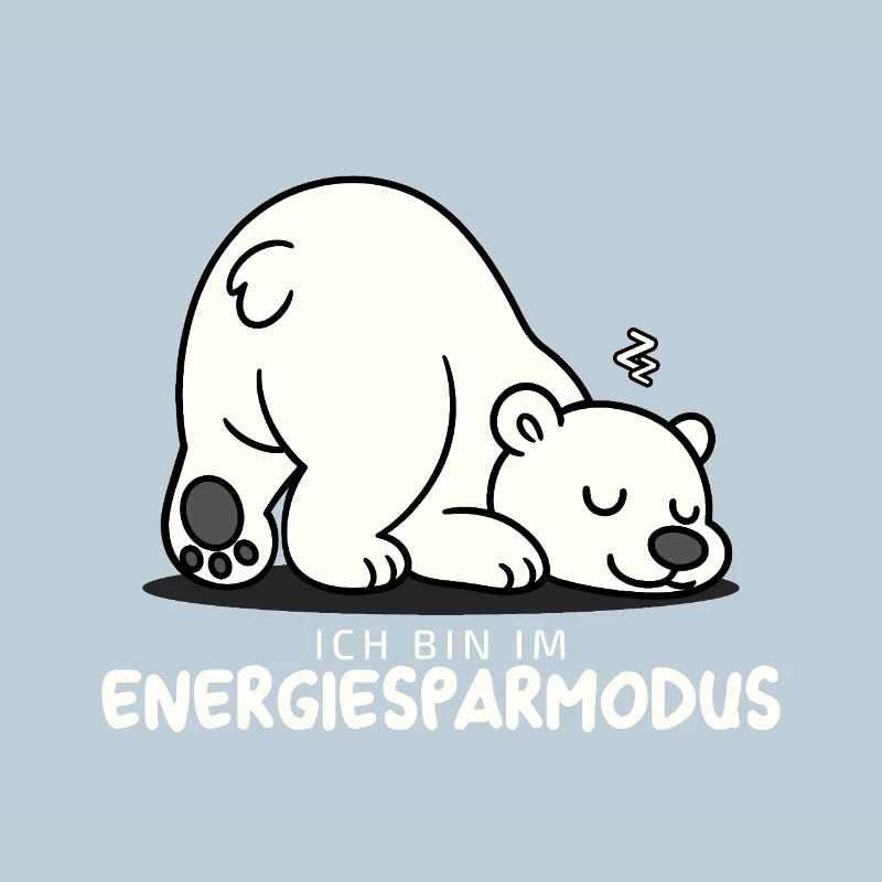 Cute sleeping polar bear in energy saving mode