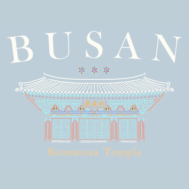 Busan, Corée du Sud, Temple dessiné à la main
