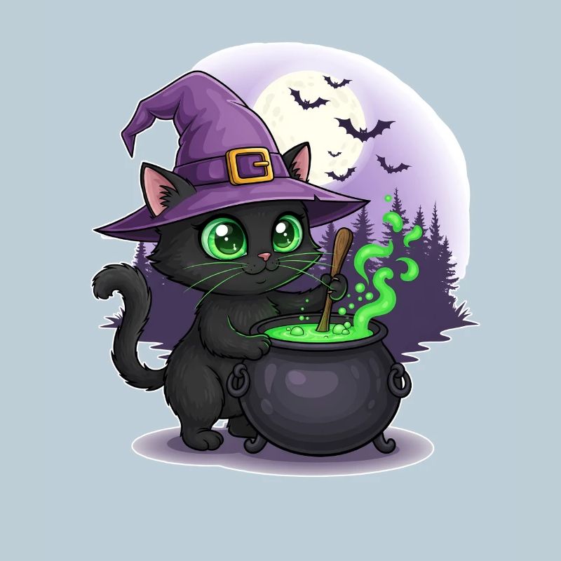 Sort de chat magique au clair de lune