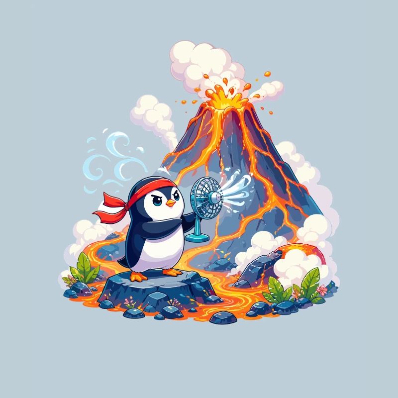 Lava-Pinguin mit Ventilator