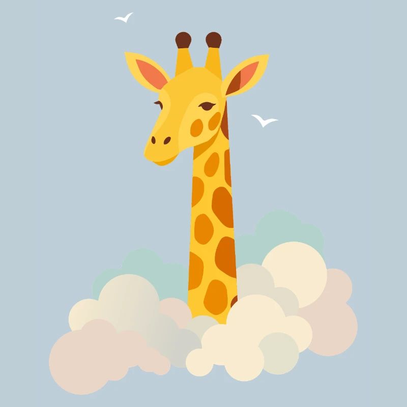 Douce girafe au-dessus des nuages – Motif onirique