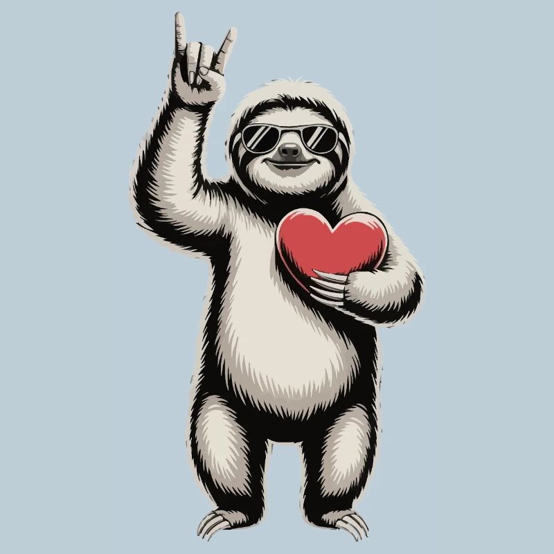 Cool sloth with heart