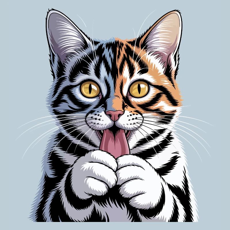 Vibrant Cartoon Cat with Playful Expression