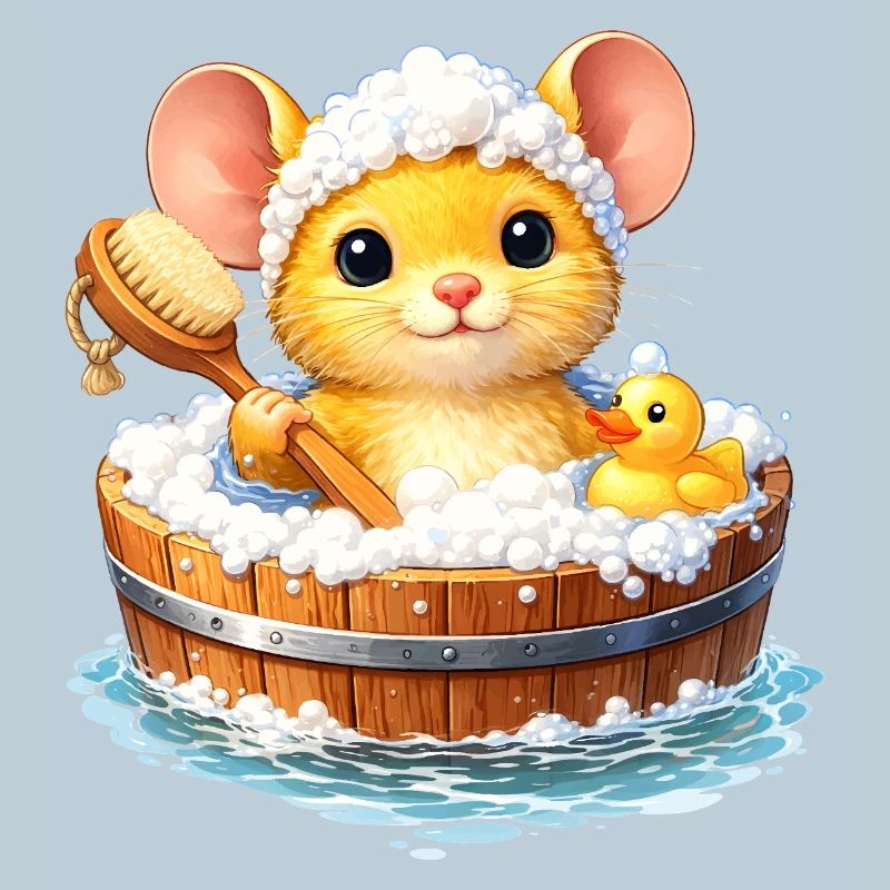 Cute mouse bathing