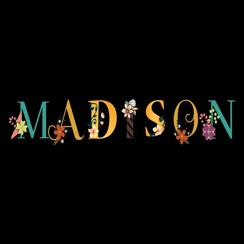 Art du nom MADISON avec fleurs brodées