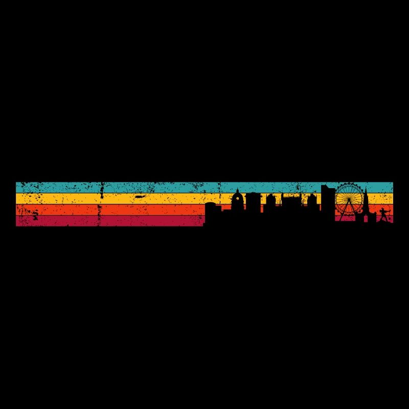 Retro Skyline Sunset Silhouette