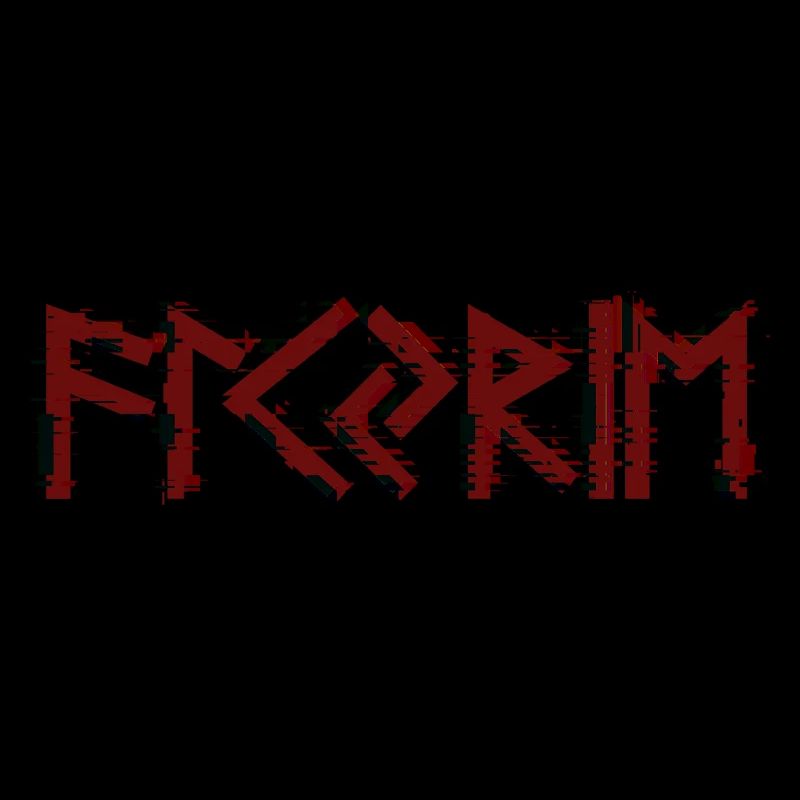 Valkyrie lettering red runes