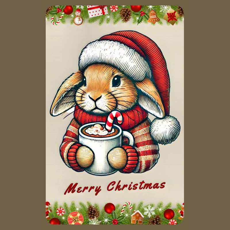 Lapin de Noël avec chocolat chaud