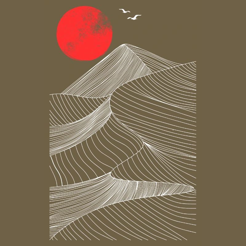 Red Sun Over Mountains Abstract