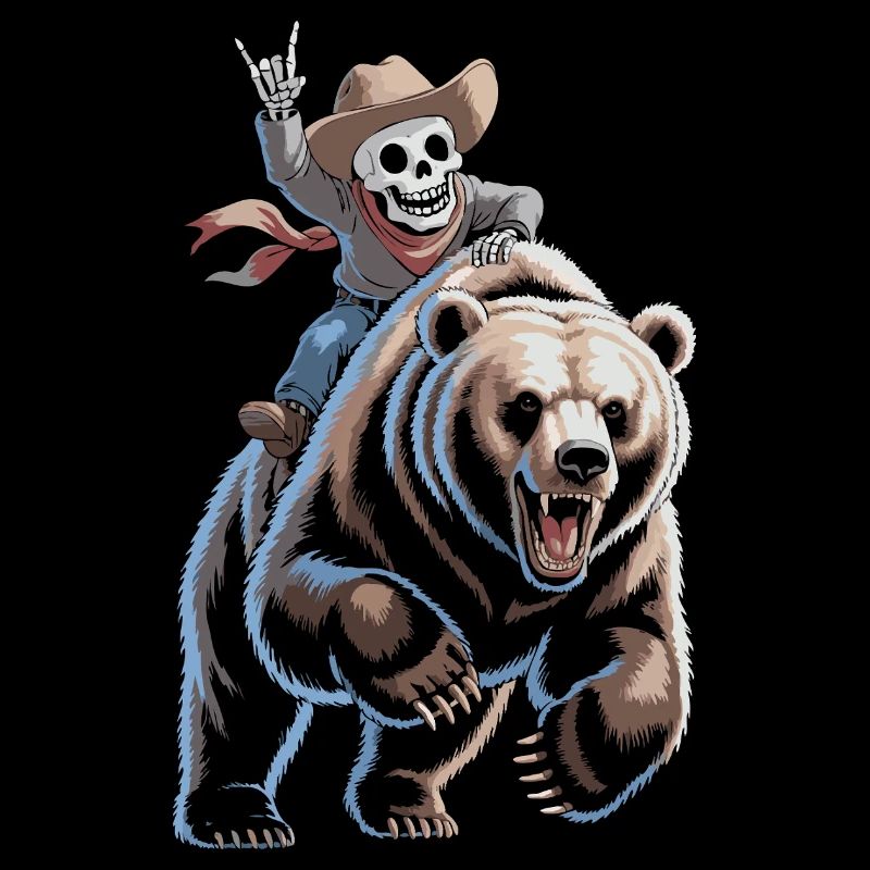 Squelette cow-boy sur ours
