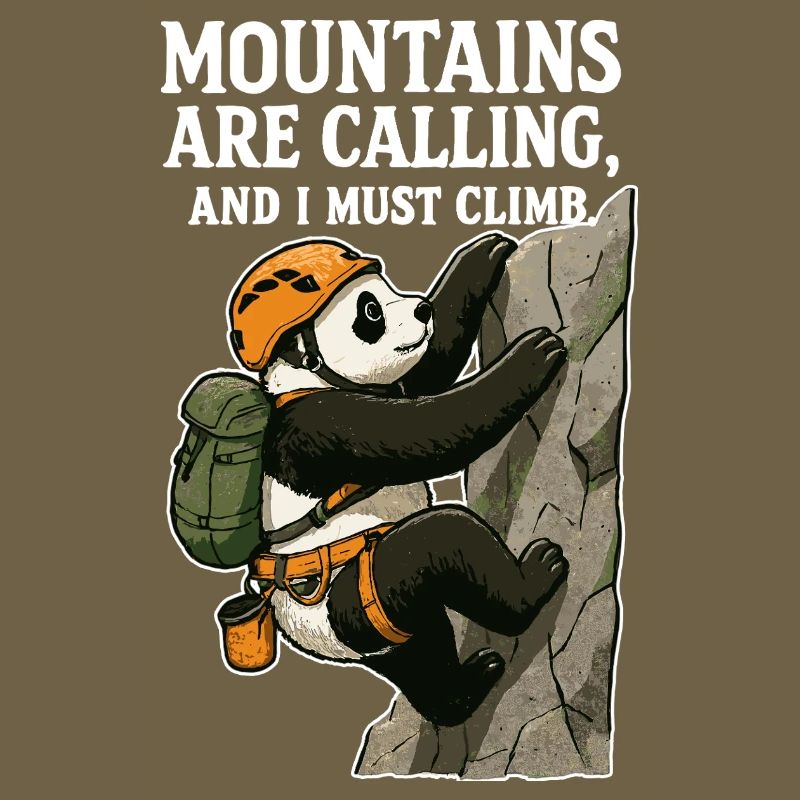 Funny climbing panda bouldering
