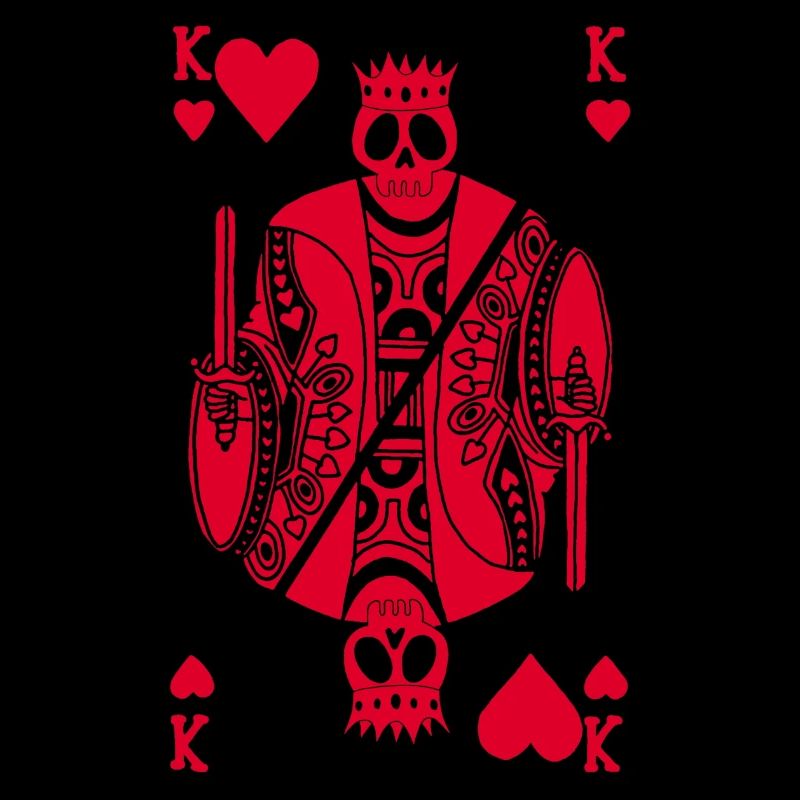 Squelette rouge du roi de coeur
