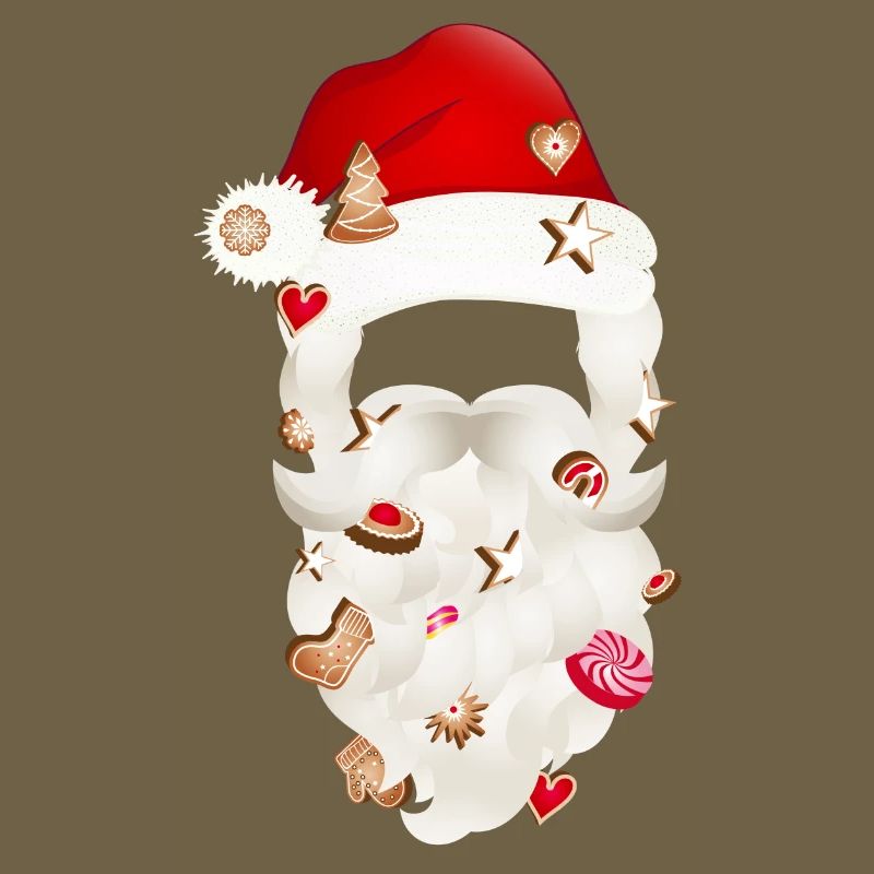 Barbe du Père Noël parsemée de biscuits de Noël