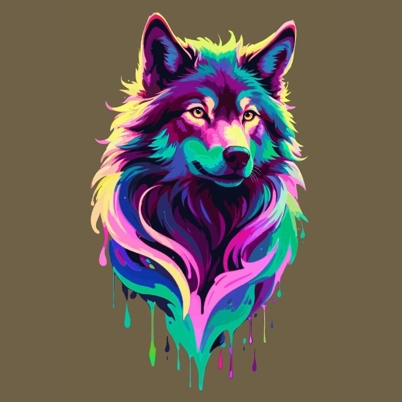 Farbenfroher Wolf Graffiti Wolfskopf
