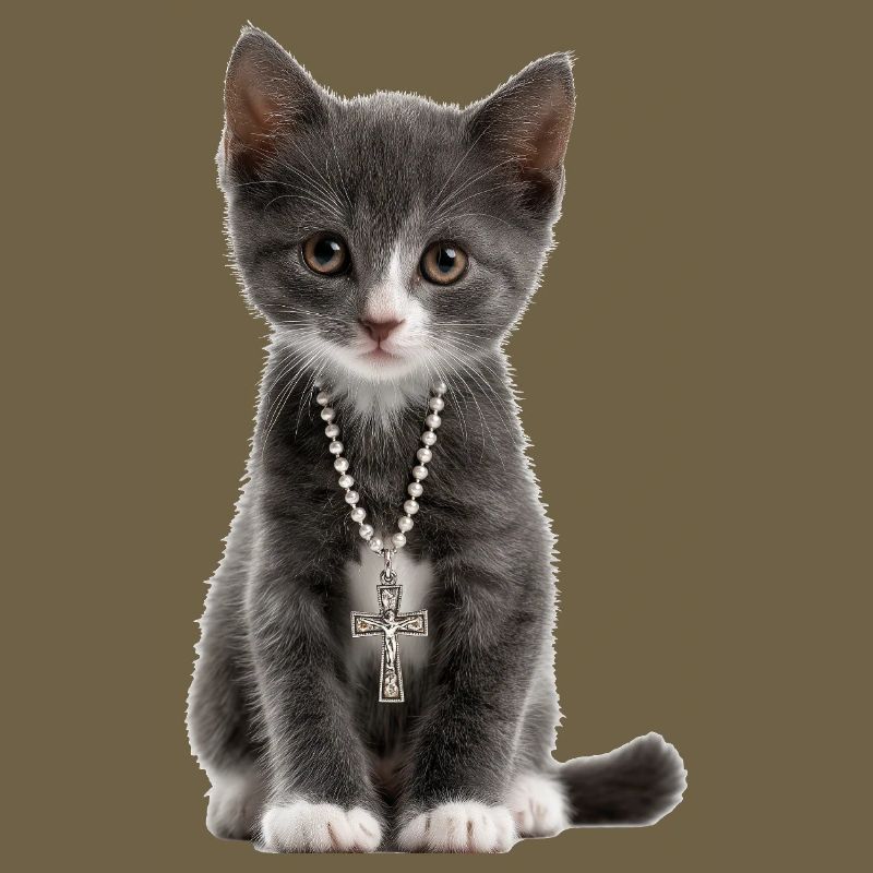 Collier croix de chat chrétien