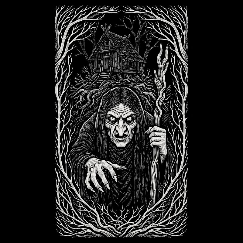Baba Yaga Art populaire slave sombre