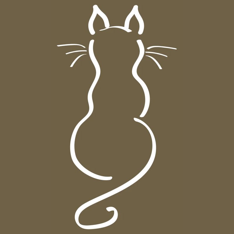 Cat Minimalist Line Back Plain
