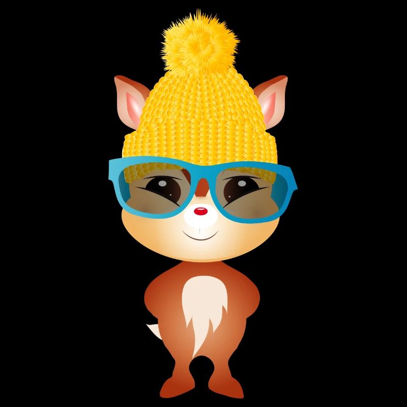 mignon petit cerf avec chapeau à bobble et lunettes