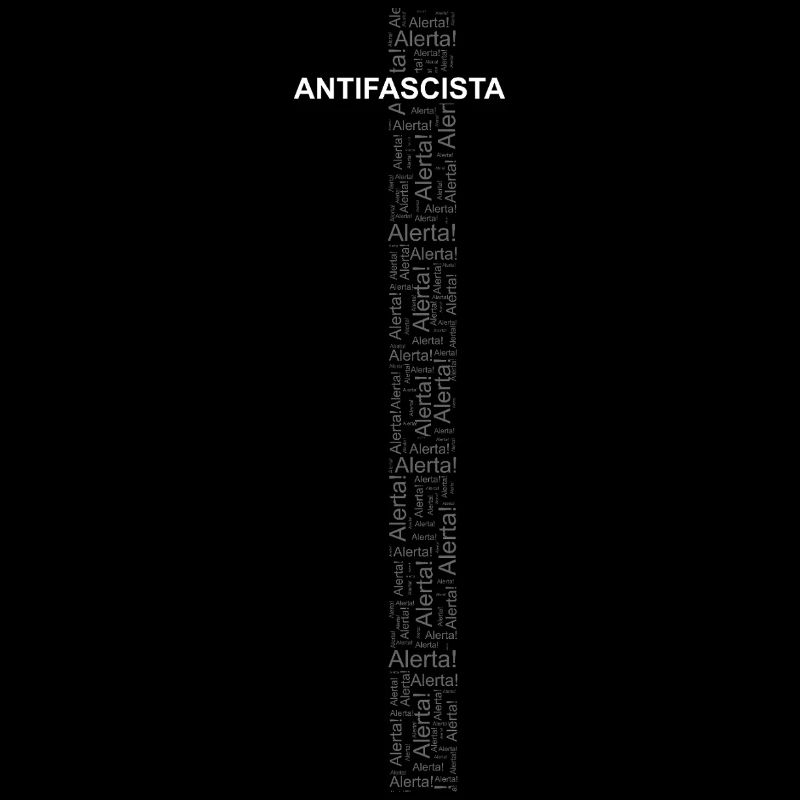 Alerte! Antifasciste ! - Word art blanc/gris
