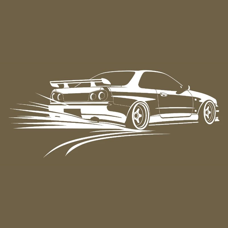 Stylized monochrome drift race car