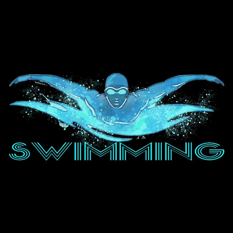 Dynamischer Schwimmer mit Wasserwellen